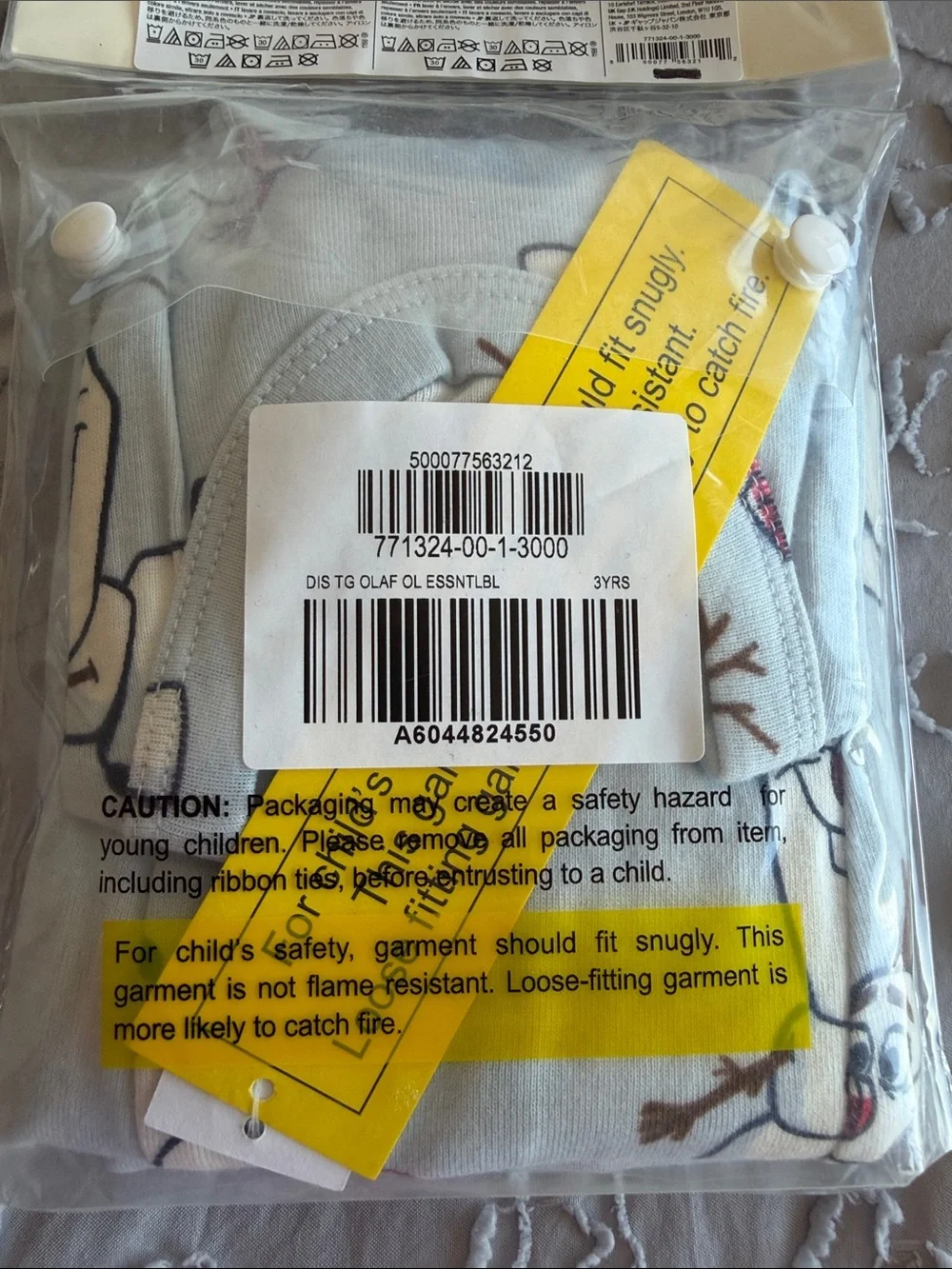 NWT Baby Gap x Disney Frozen Olaf Pajama Set 100% Organic Cotton Blue 3T / 3Y